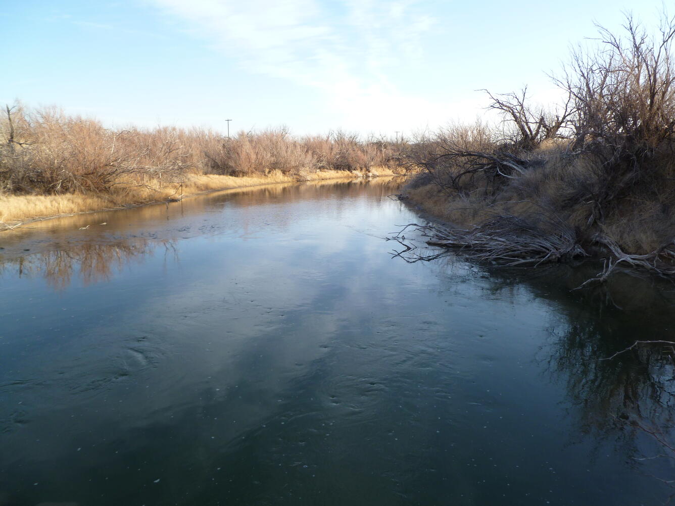Pecos River at low water crossing ner Hwy 349 below Iraan, TX - downstream view