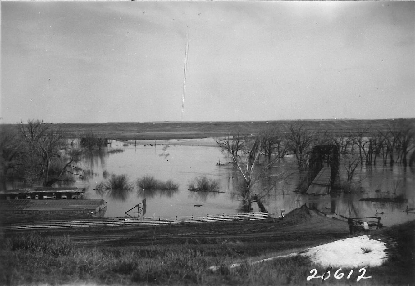 Bjornberg Bridge near Saco, MT during the Milk River Flood of 1952