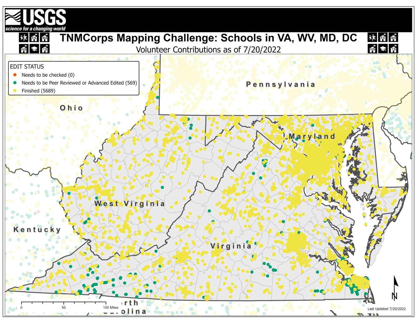 TNMCorps Mapping Challenge: Schools in Virginia, West Virginia, Maryland, and Washington, D.C. (07/20/2022)