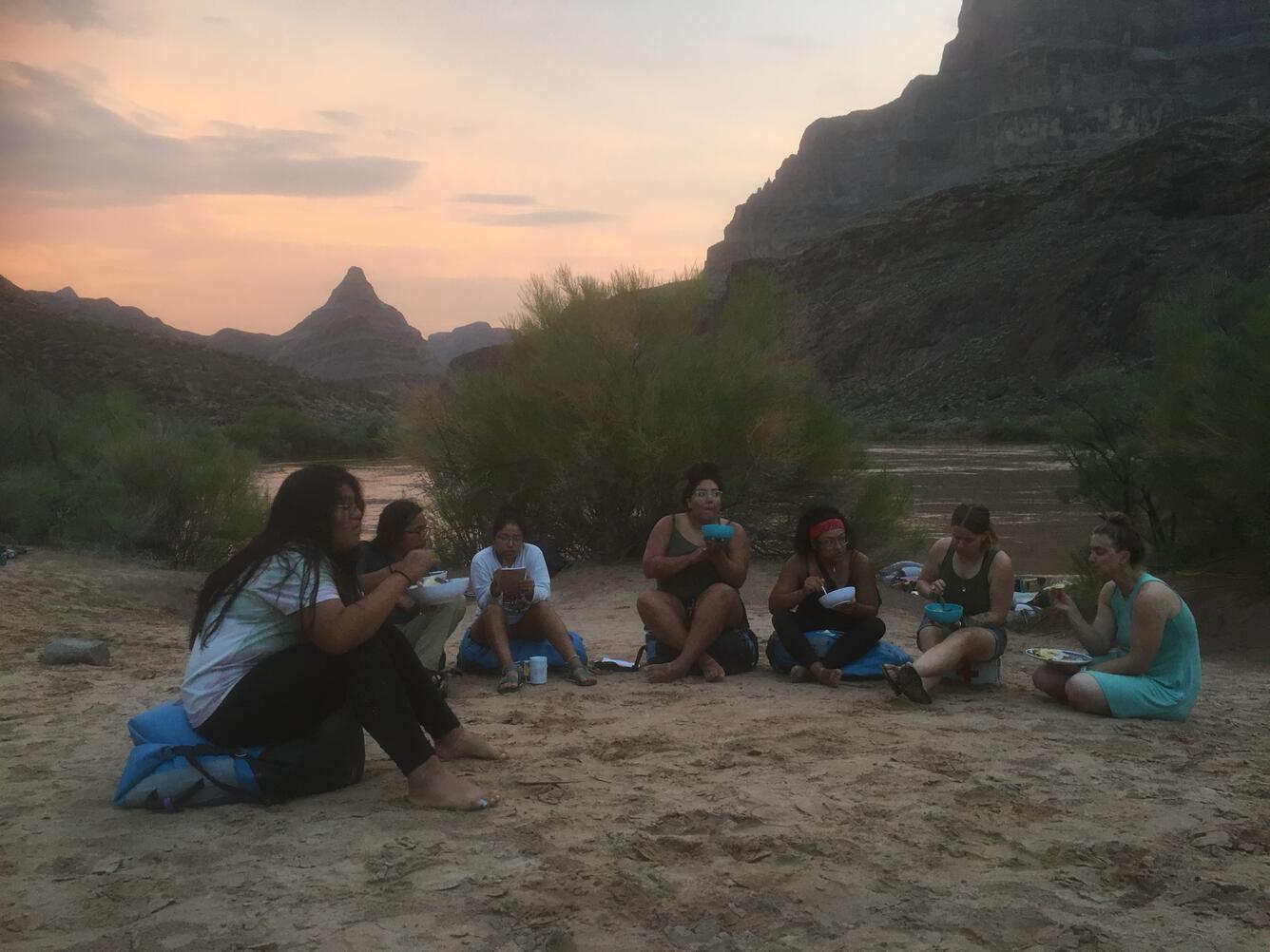 Tribal youth participants on a 2021 USGS SBSC Partners-in-Science Colorado River trip