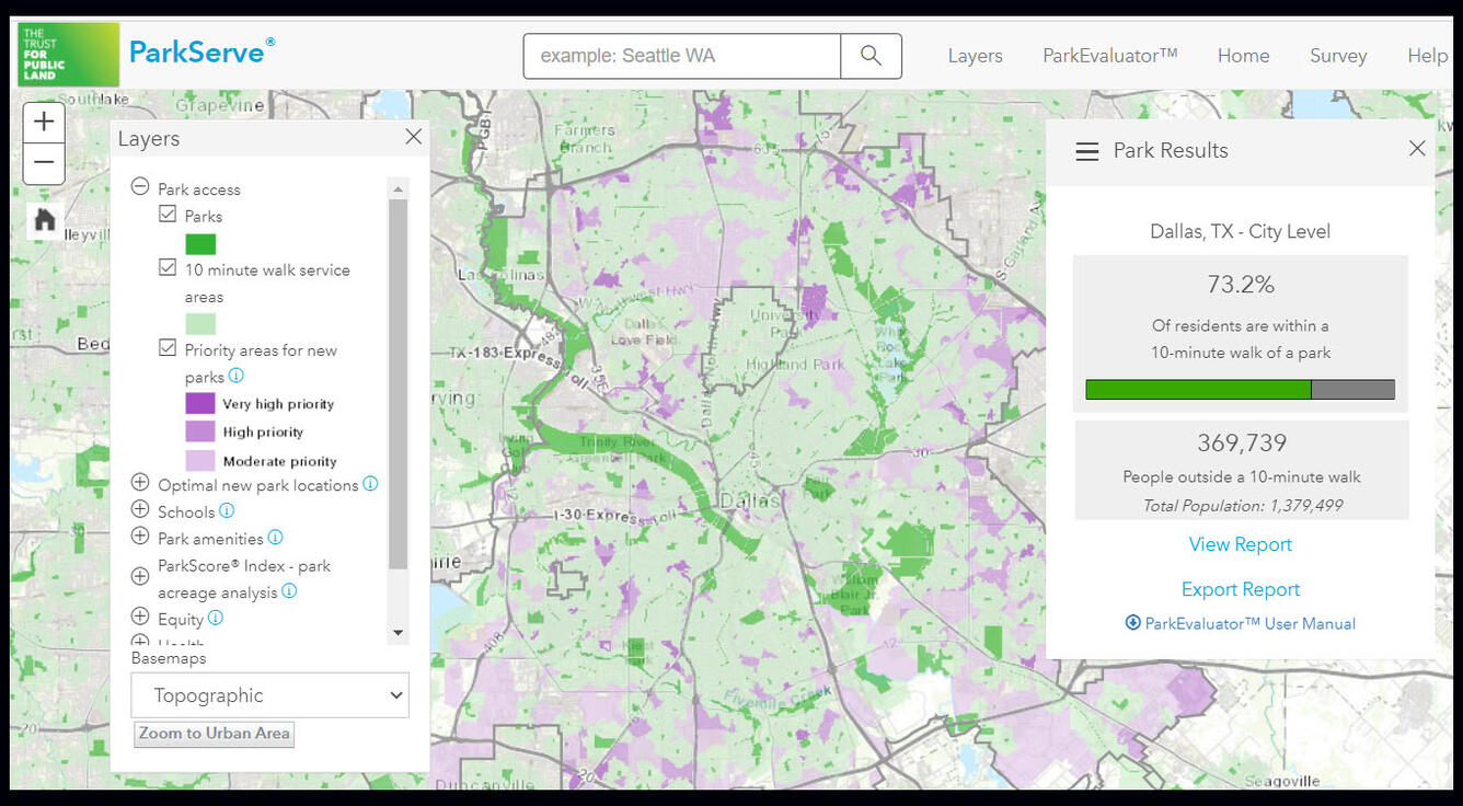 ParkServe mapping platform