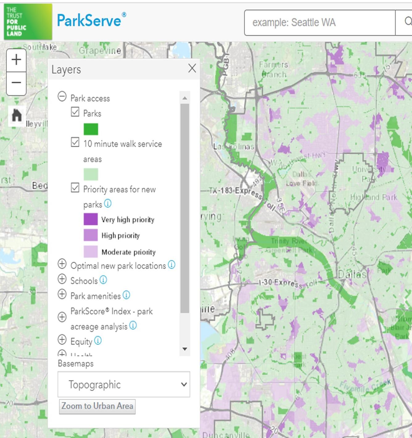 ParkServe mapping platform