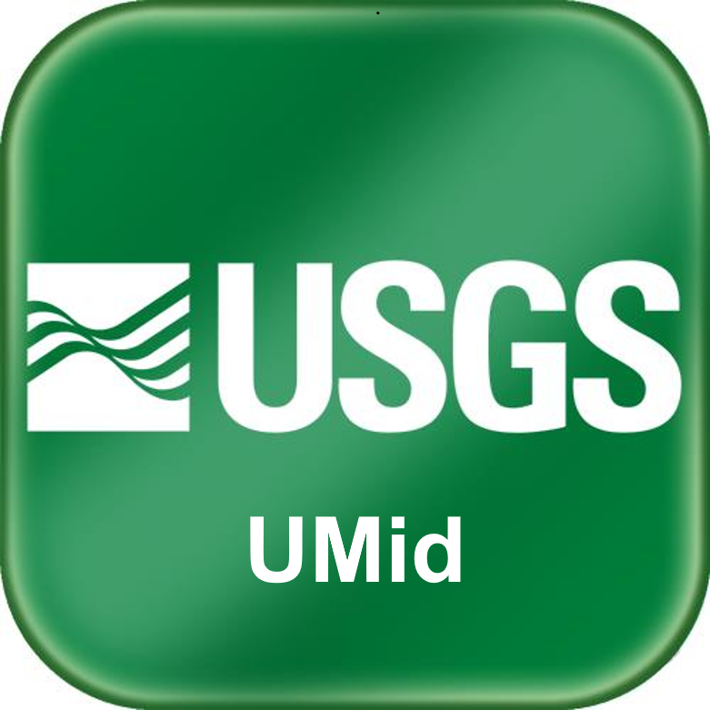 Green rounded square logo with the words USGS and UMid underneath, wavy USGS icon on left
