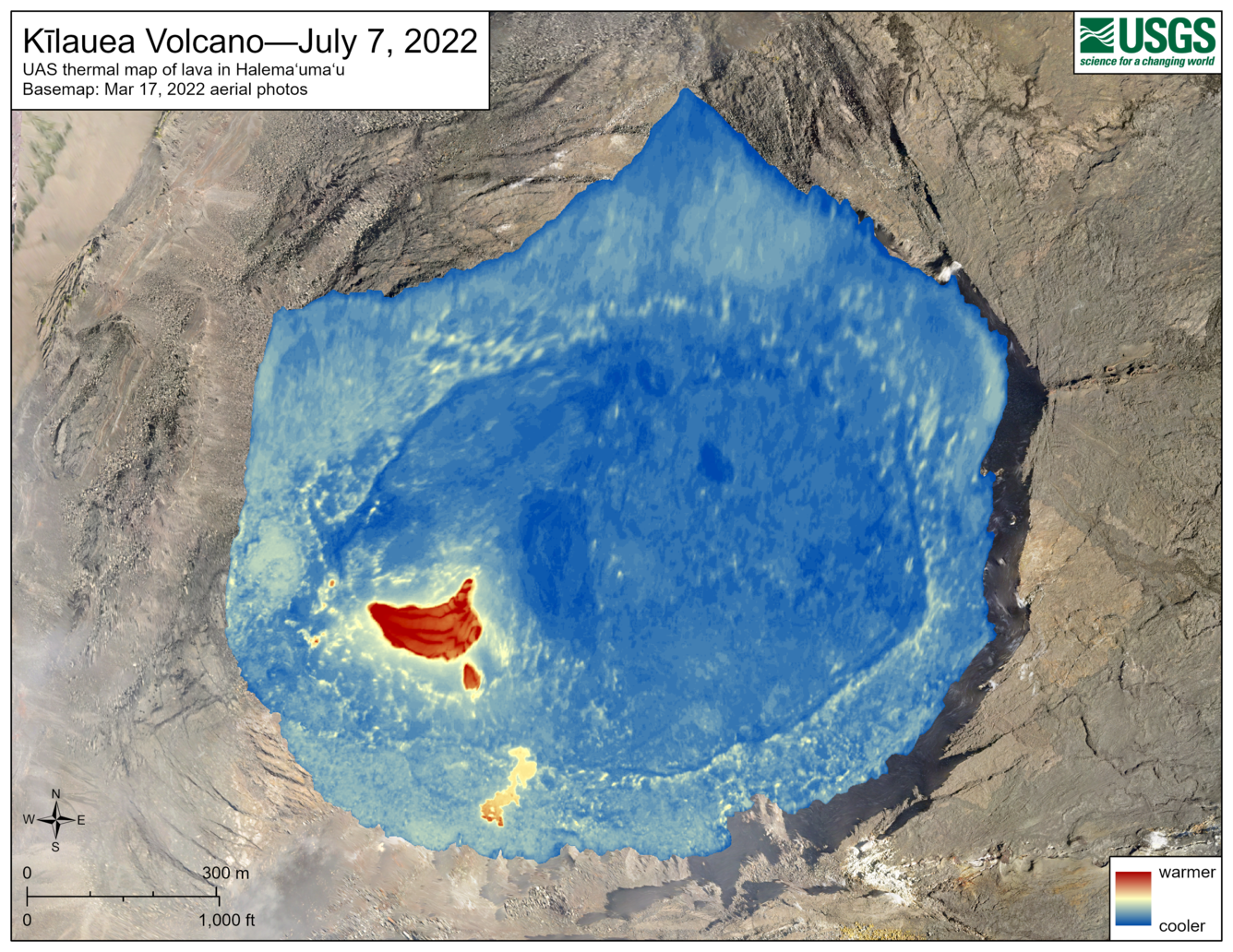 Color map of lava lake temperature