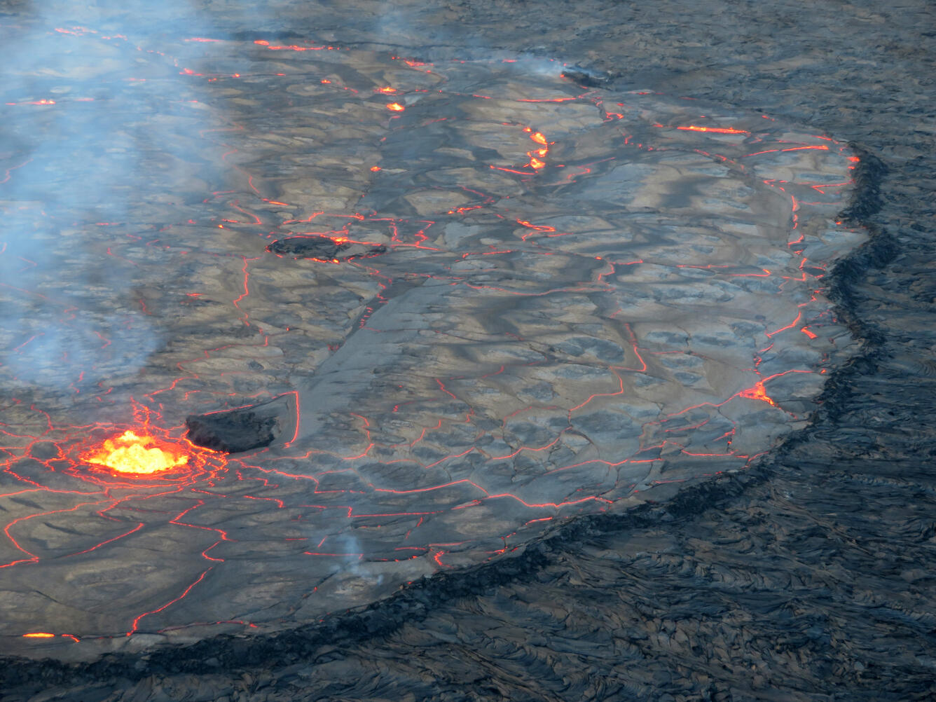 Color photograph of lava lake