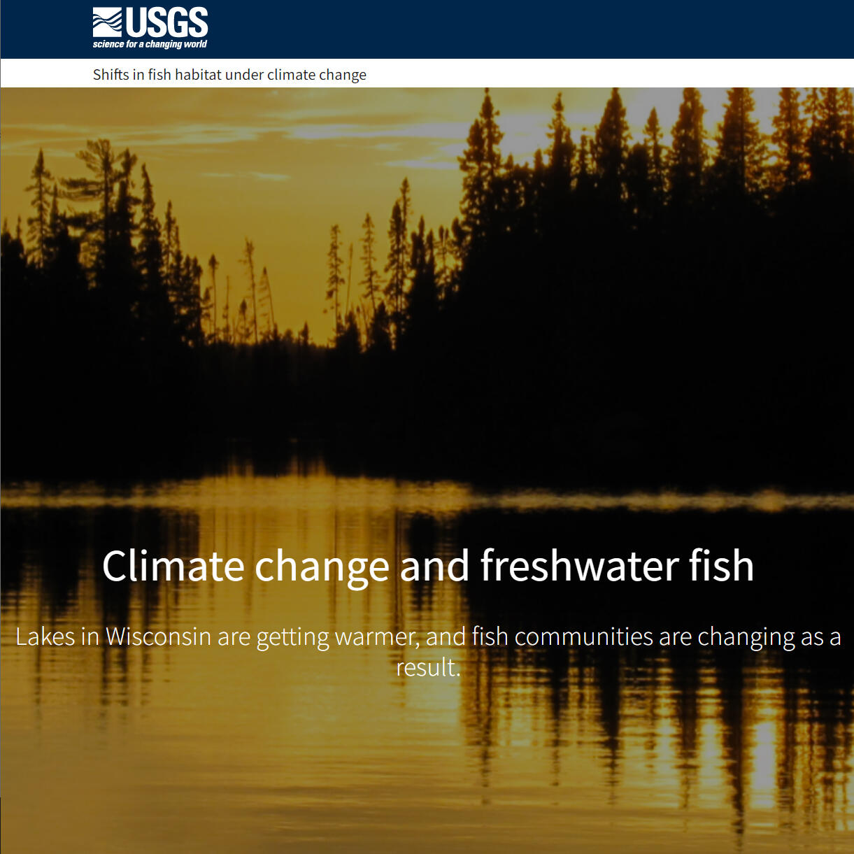 Screenshot of Shifts in Fish Habitat data viz site.