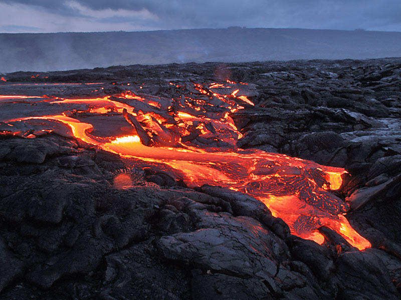 This is a photo of lava surging from front of Banana flow.
