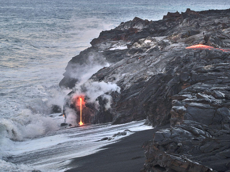 This is a photo of weak activity off middle part of western lava delta.