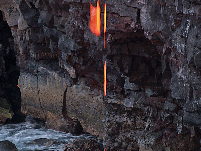 This is a photo of falling arrows of lava.