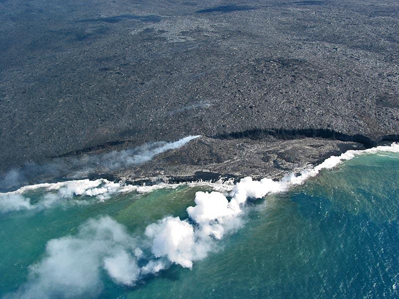 This is a photo of an aerial view of East Lae`apuki lava delta.