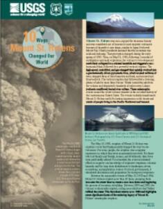 This image shows three images of volcanoes, the USGS logo, and text.