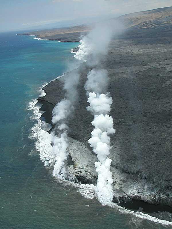 This is a photo of plumes rising from E. Kamoamoa entry and East Lae`apuki on May 13, 2005.