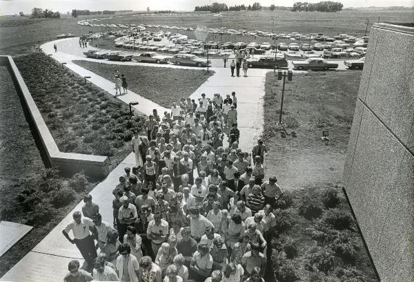 Photo of the dedication and opening of the permanent EROS facility