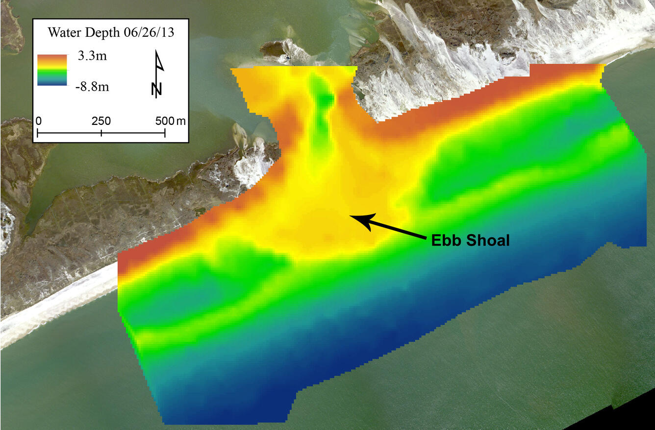 Image showing ebb shoal of Fire Island breach using data from LARC collected on 6/26/2013