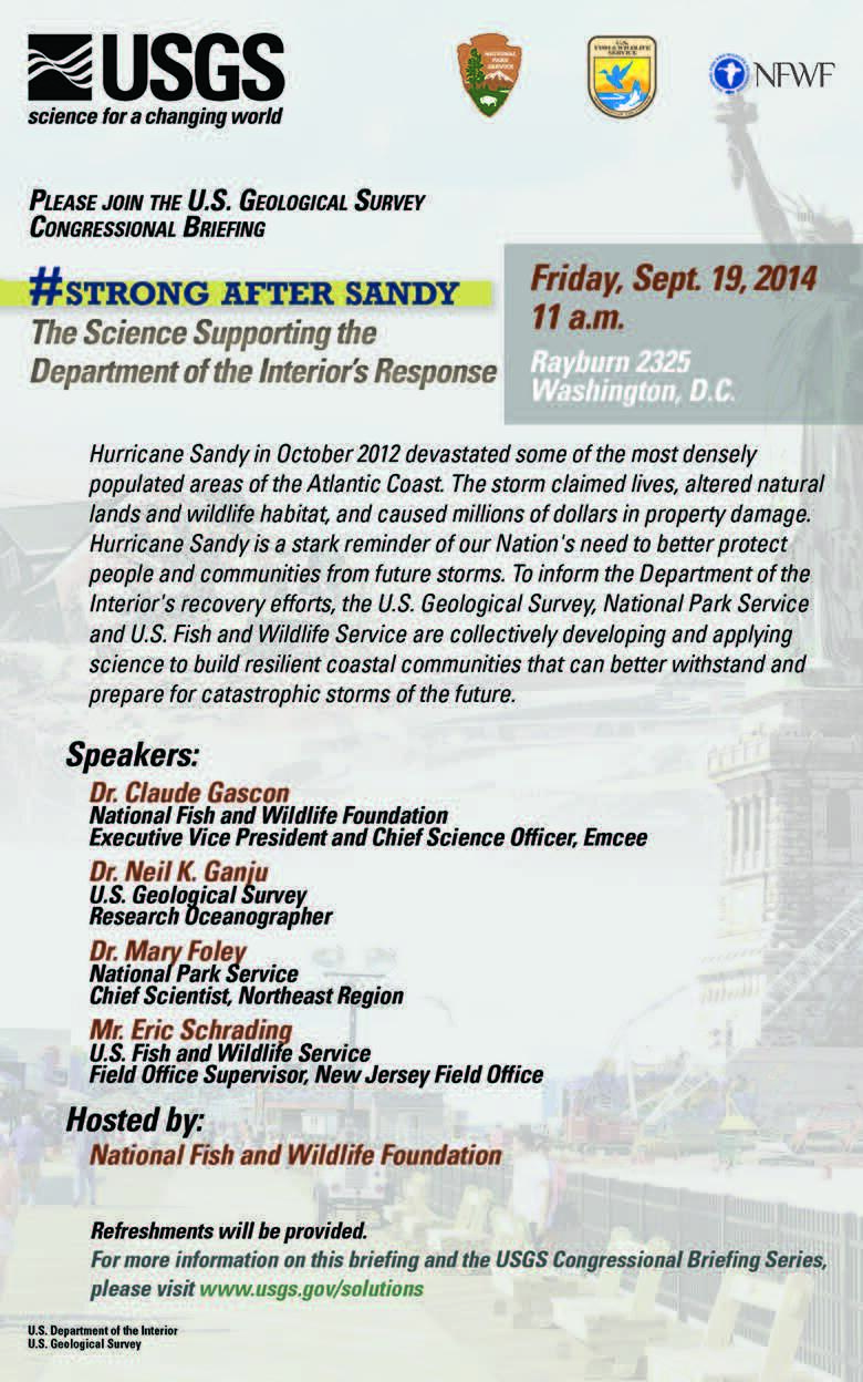 Thumbnail of StrongAfterSandy—The Science Supporting the Department of the Interior’s Response Invite Flyer