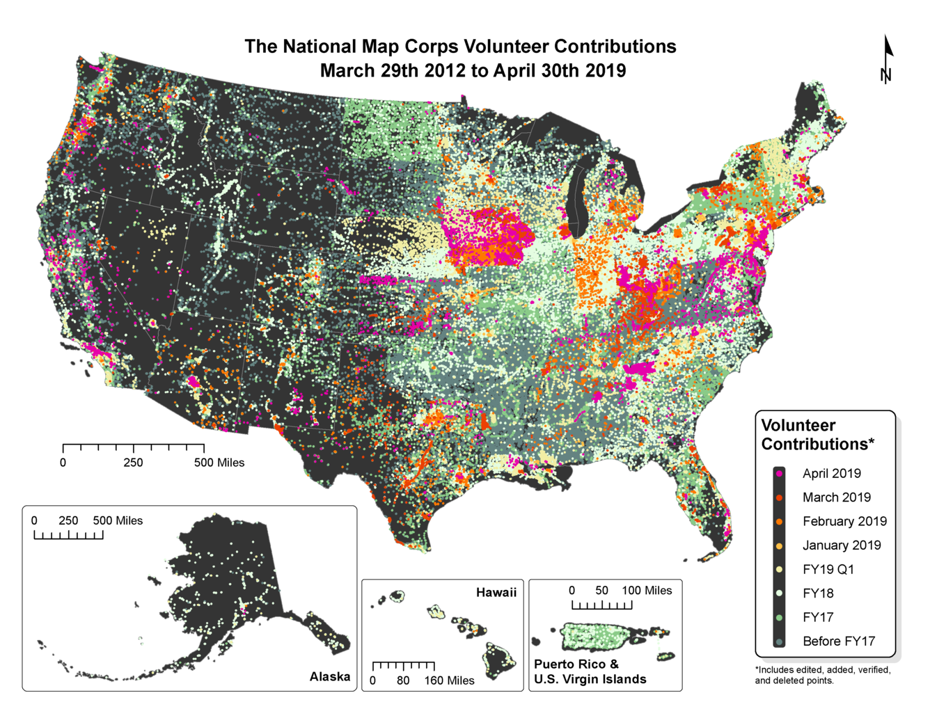 The National Map Volunteer Contributions as of April 2019