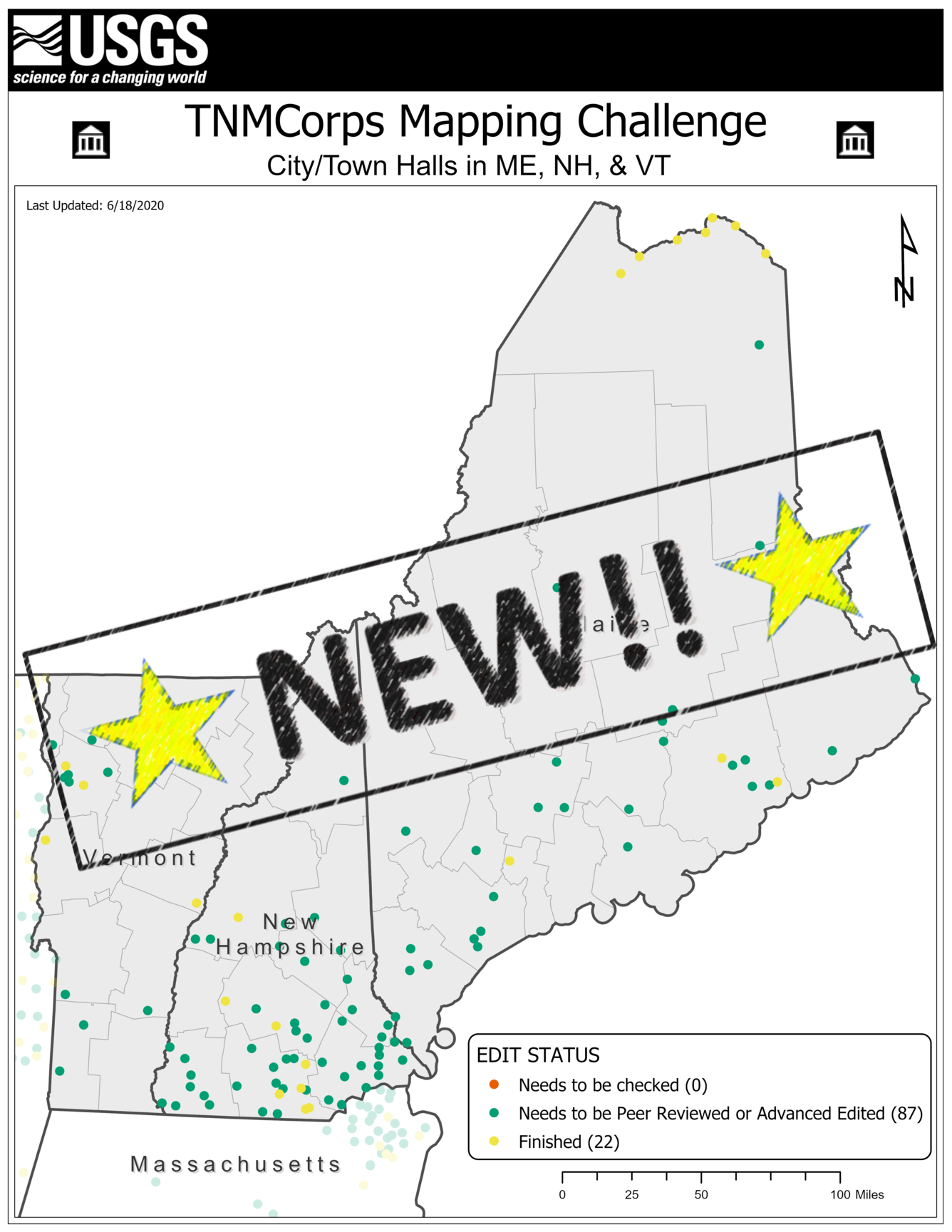 TNMCorps Mapping Challenge: City/Town Halls in ME, NH, VT NEW