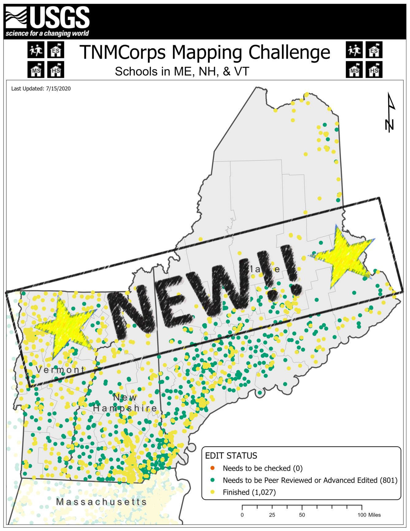 TNMCorps Mapping Challenge: Schools in ME, NH, VT NEW
