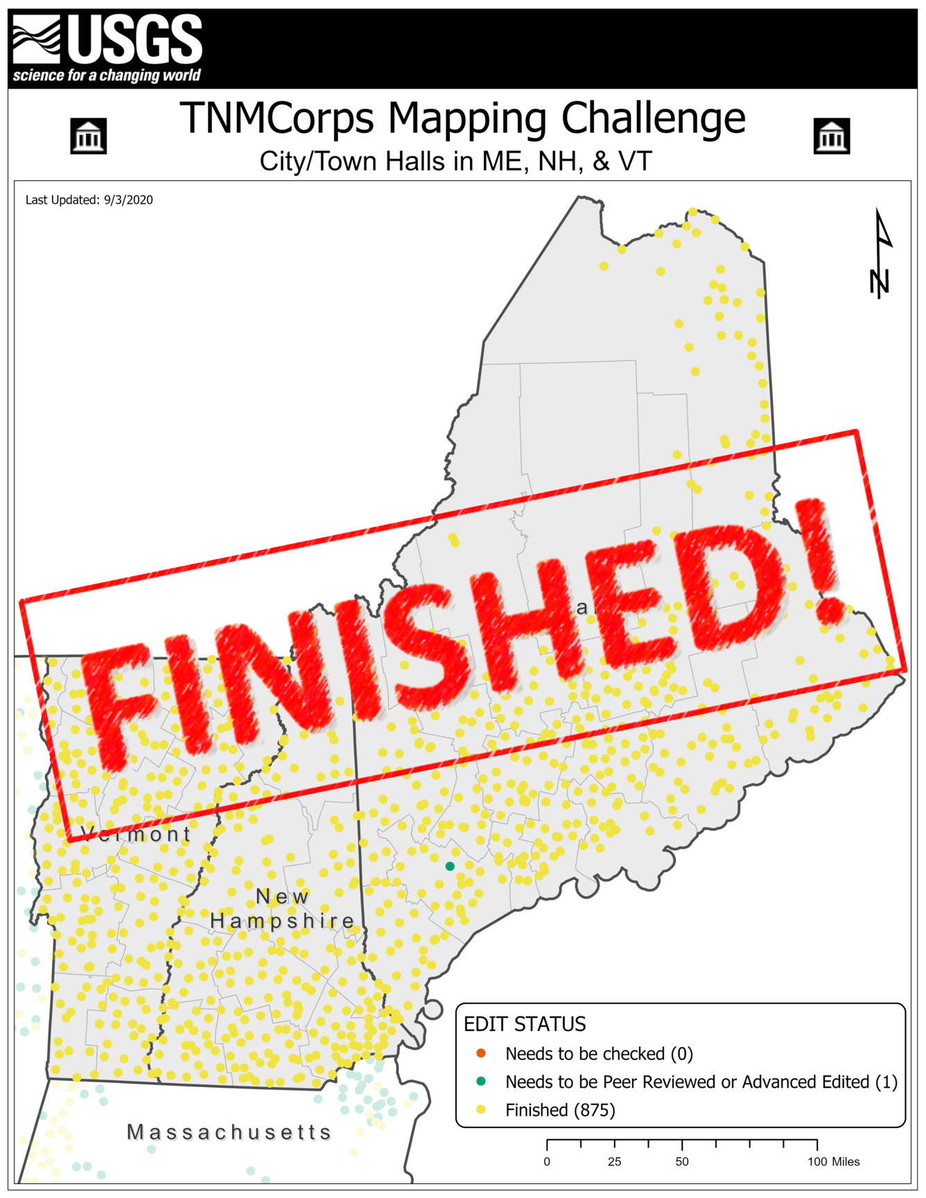 TNMCorps Mapping Challenge: City/Town Halls in ME, NH, VT FINISHED