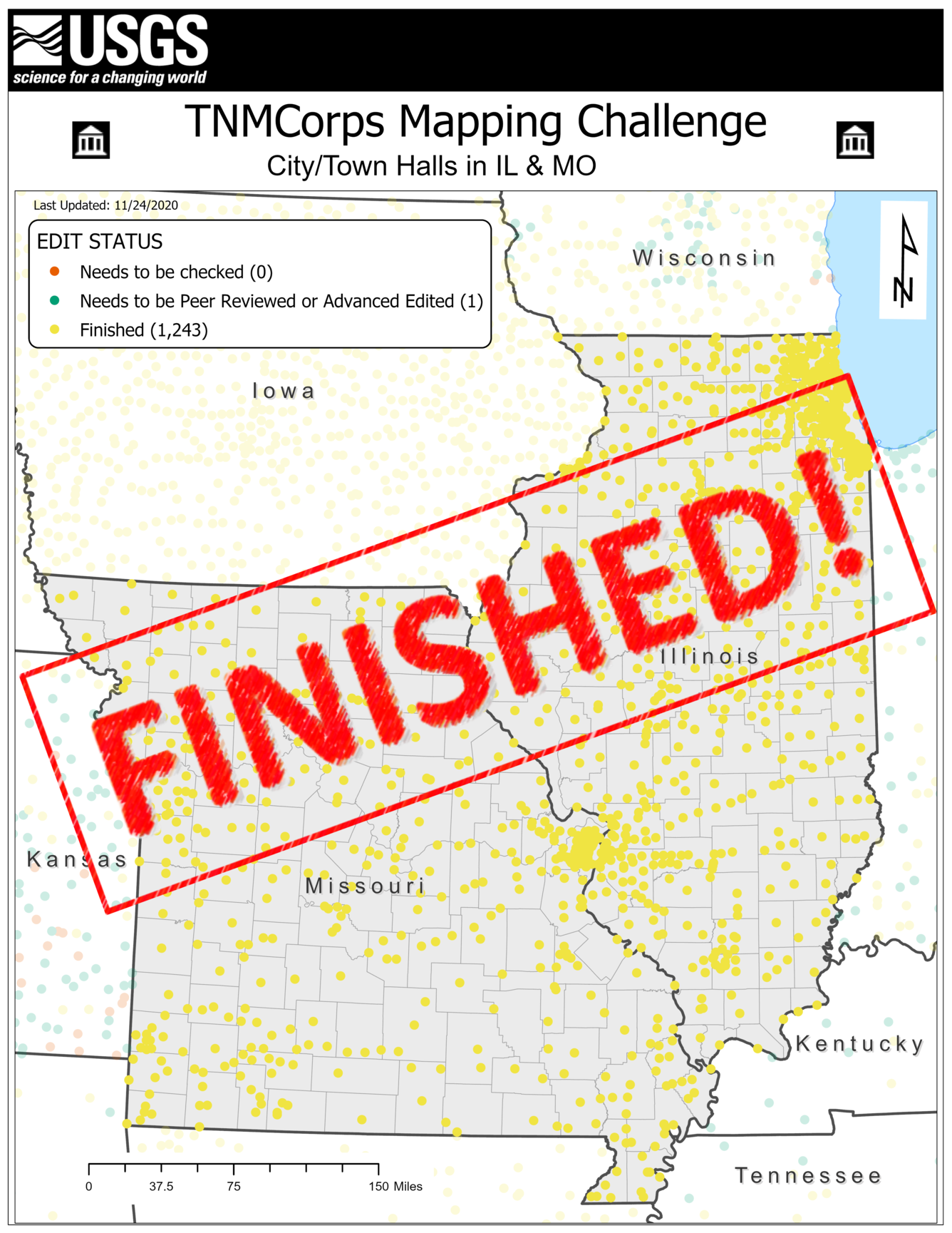 TNMCorps Mapping Challenge: City/Town Halls in IL & MO FINISHED