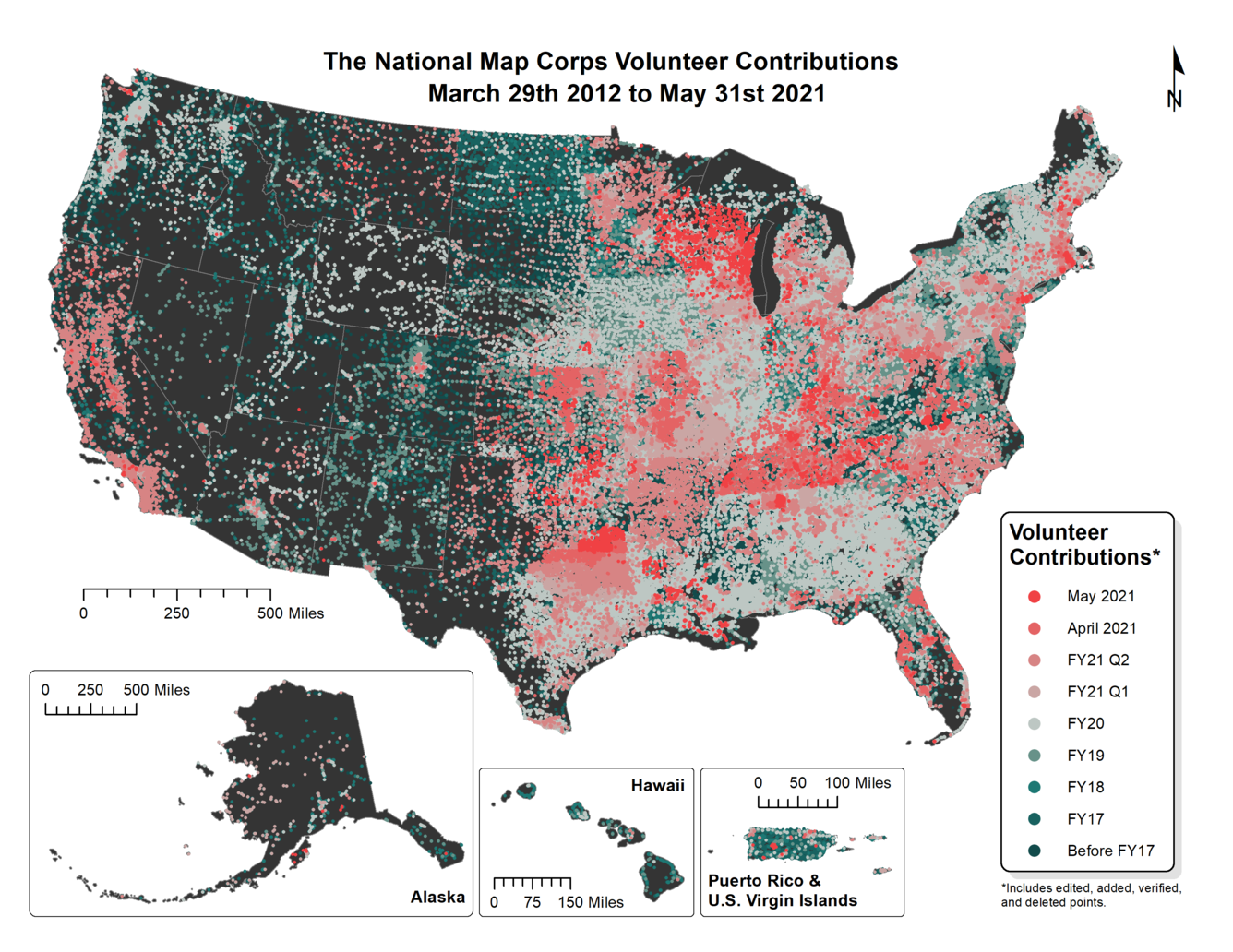TNMCorps Status Map: Volunteer Contributions through May 2021