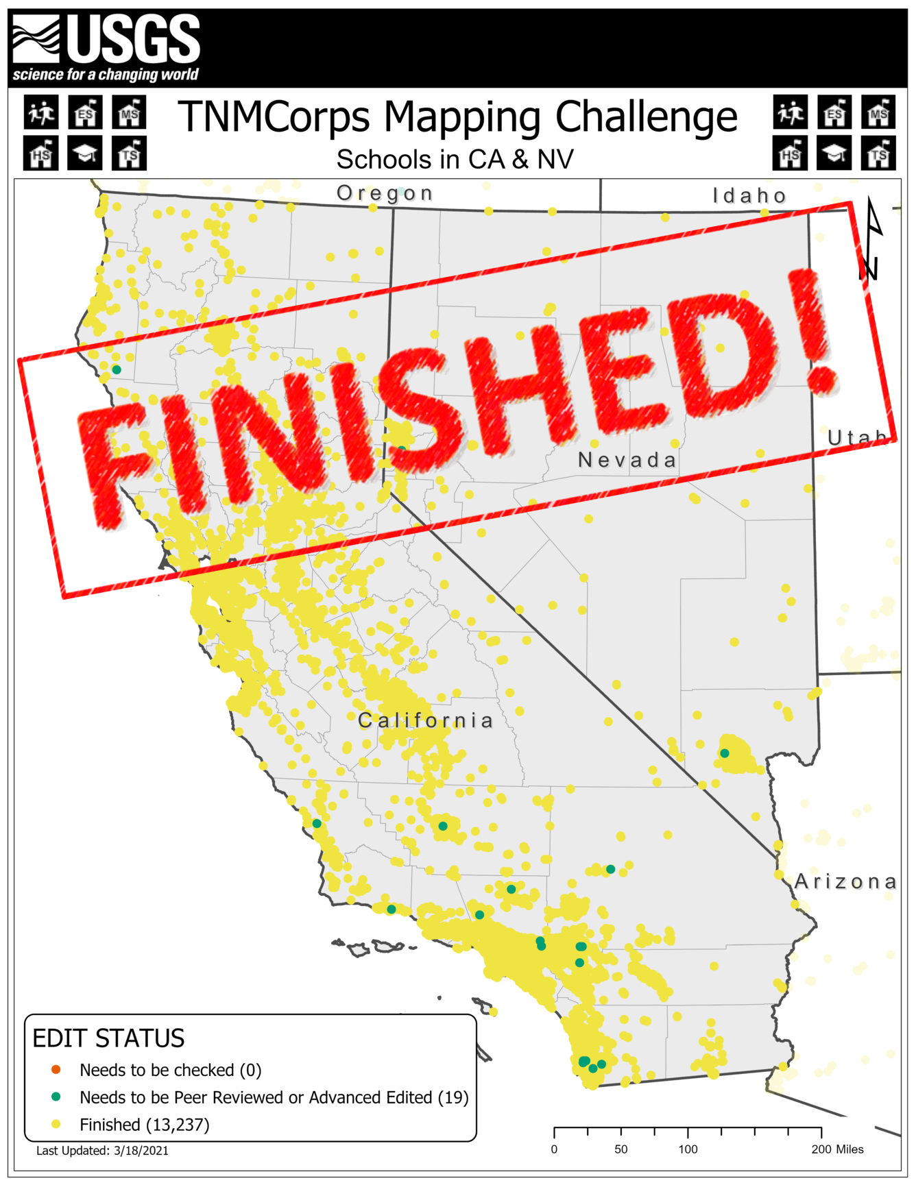 TNMCorps Mapping Challenge: Schools in CA NV FINISHED