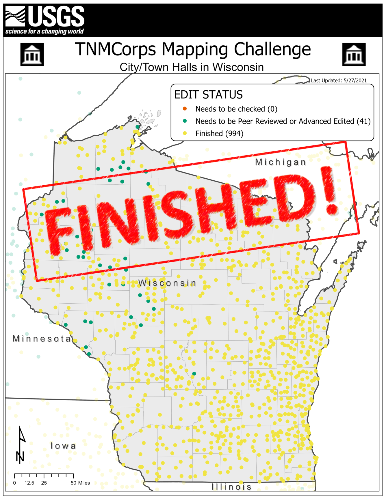 TNMCorps Mapping Challenge: City/Town Halls in WI FINISHED