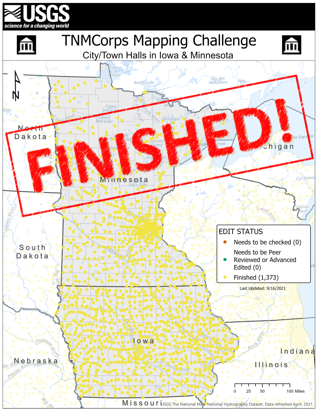 TNMCorps Mapping Challenge: City/Town Halls in IA, MN FINISHED