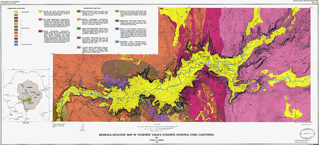 Thumbnail image of Frank Calkins’ Bedrock Geology of the Yosemite Valley map