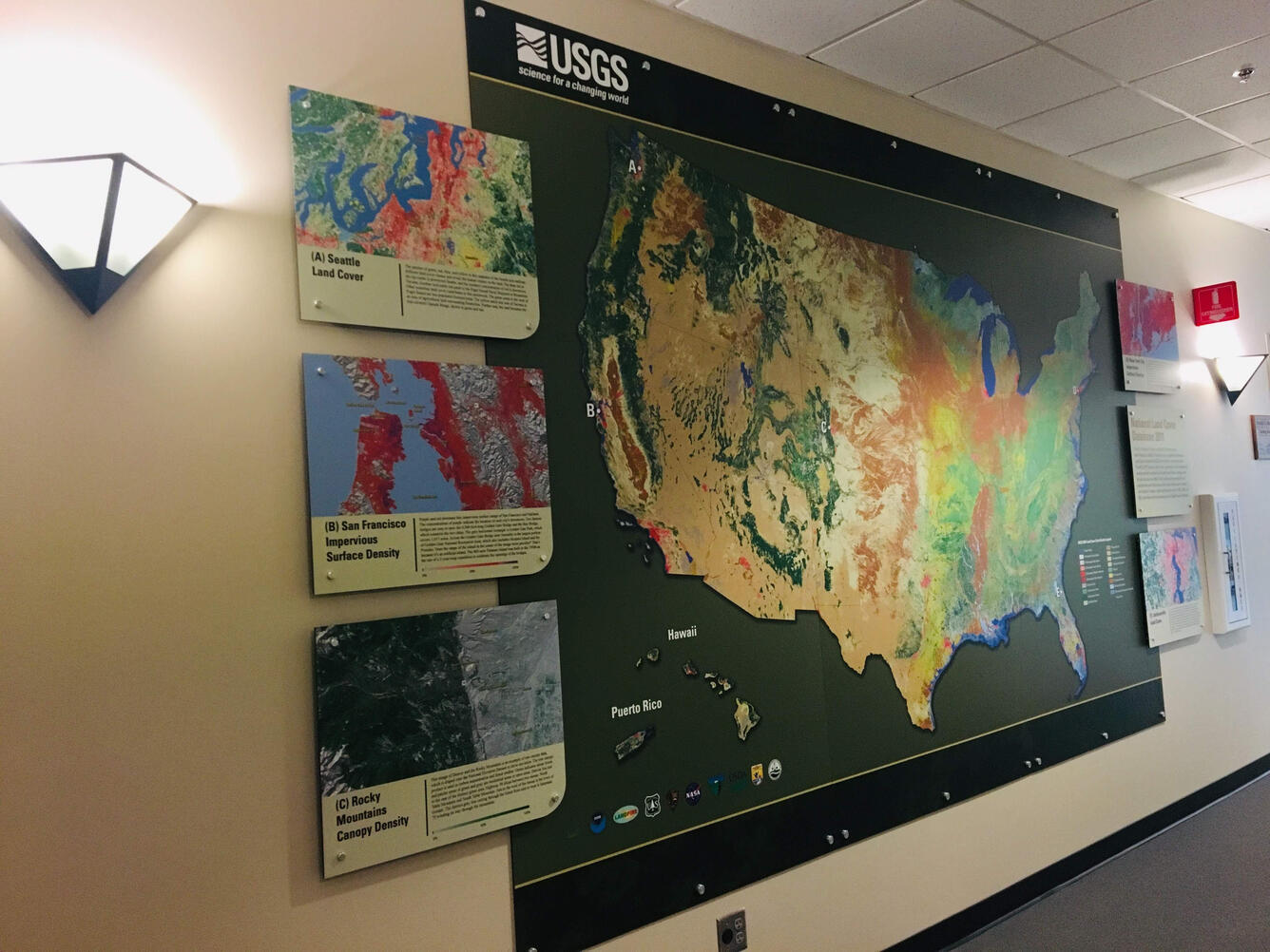 Color photo of a National Land Cover Database mural