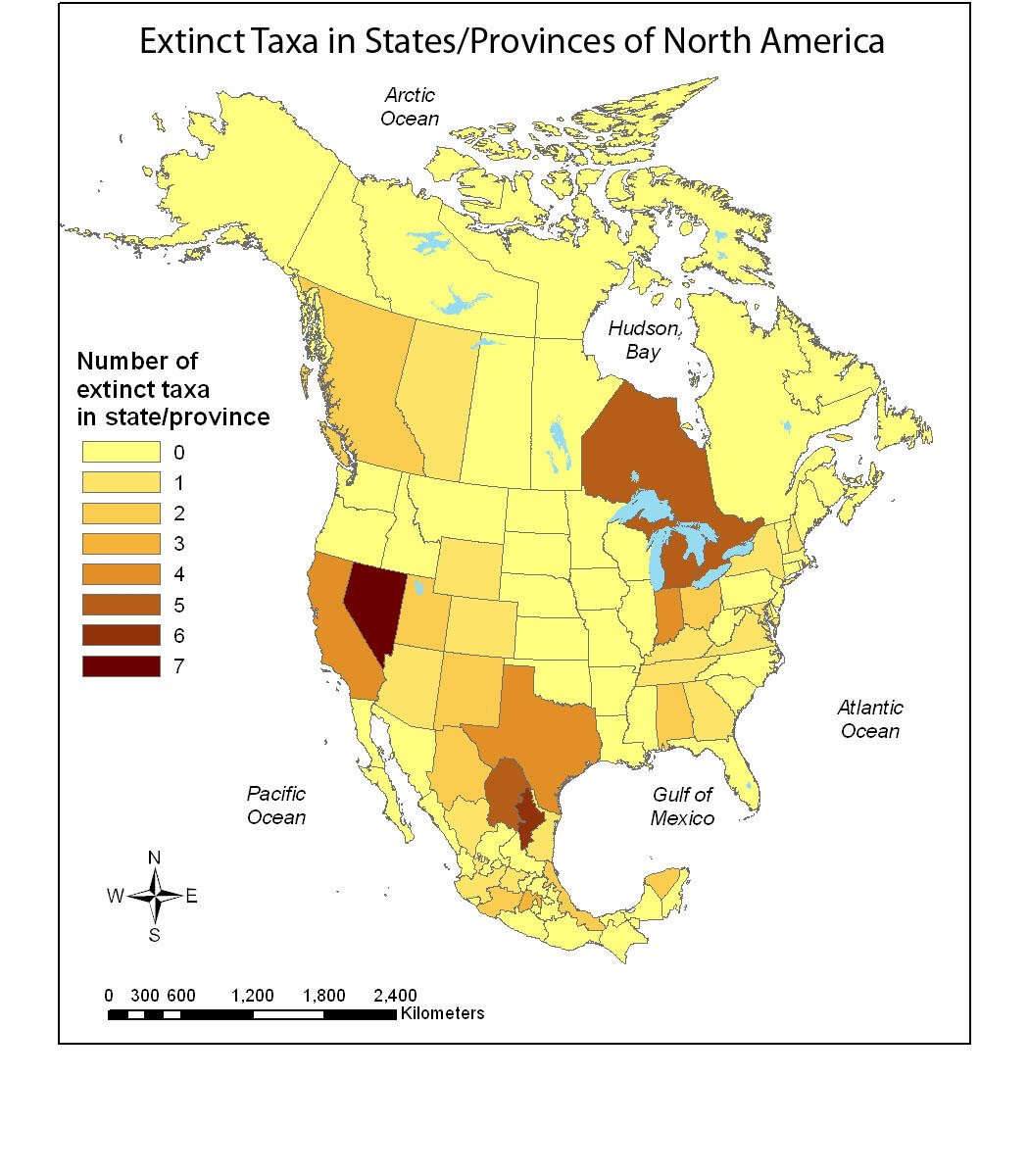 Extinct Taxa in States/Provinces of North America (2012)