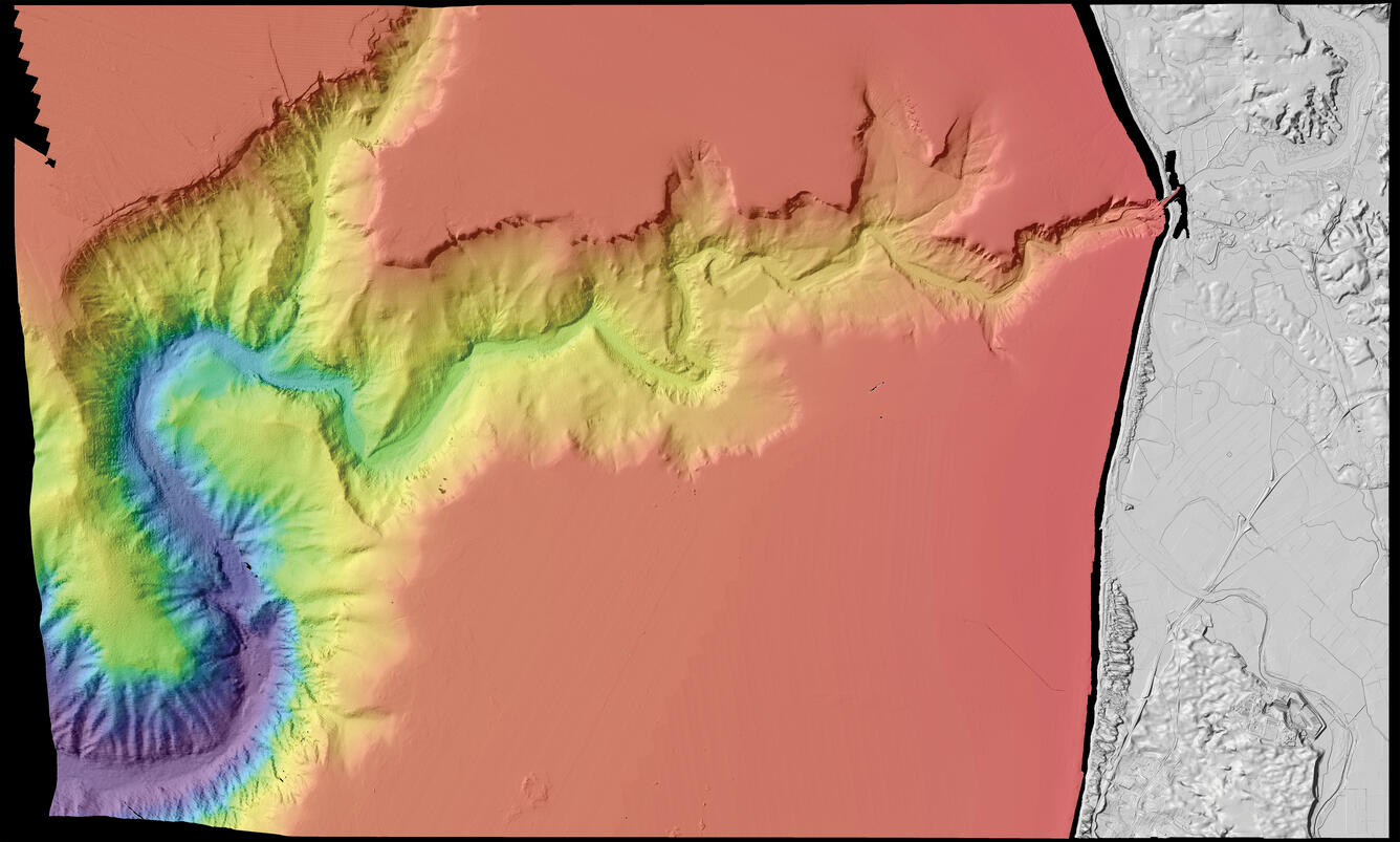 Colored shaded-relief bathymetry map of Monterey Canyon and Vicinity, California
