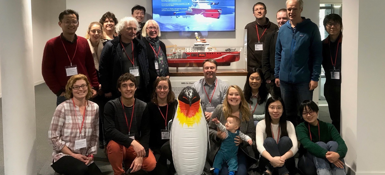 Participants pose for a picture at the PlioMIP2 meeting at the British Antarctic Survey.