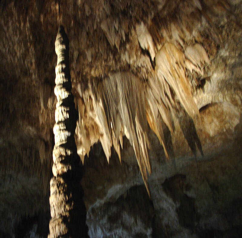 This is a photo of a narrow stalagmite.