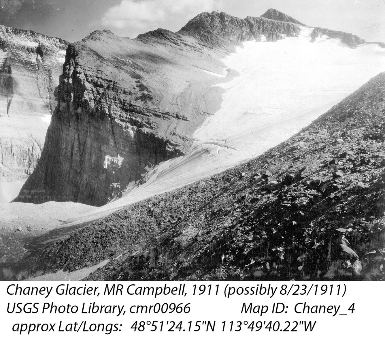 Chaney Glacier in Glacier National Park, circa 1911.  Image 4 of 6.