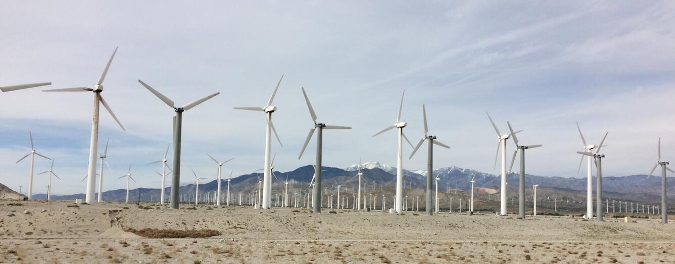 wind turbines in a dessert landscape