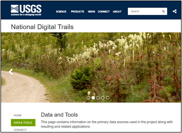 Image of the National Digital Trails Website.