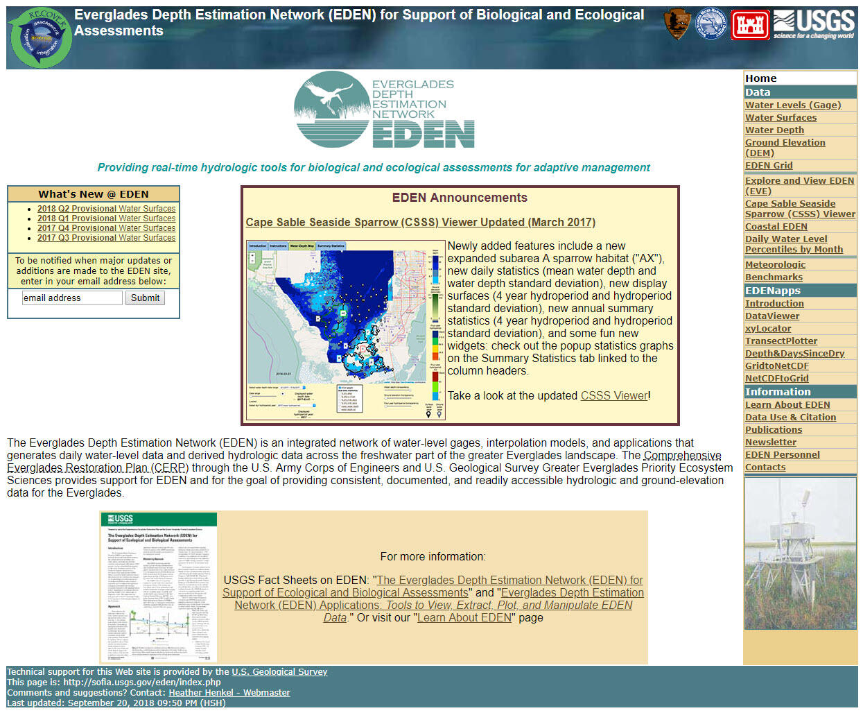 Everglades Depth Estimation Network (EDEN)