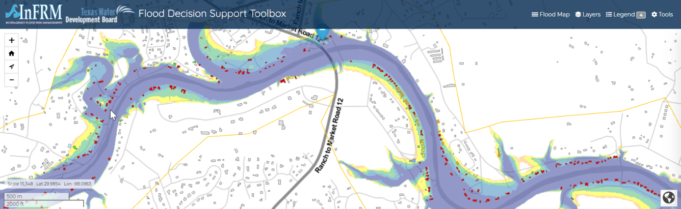 Screenshot of Flood Decision Support Tool webmap