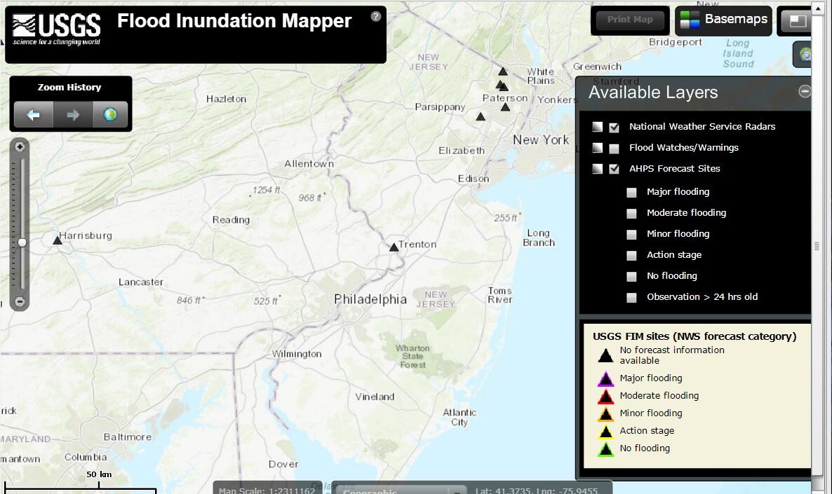 Screen capture of the Flood Inundation Mapper