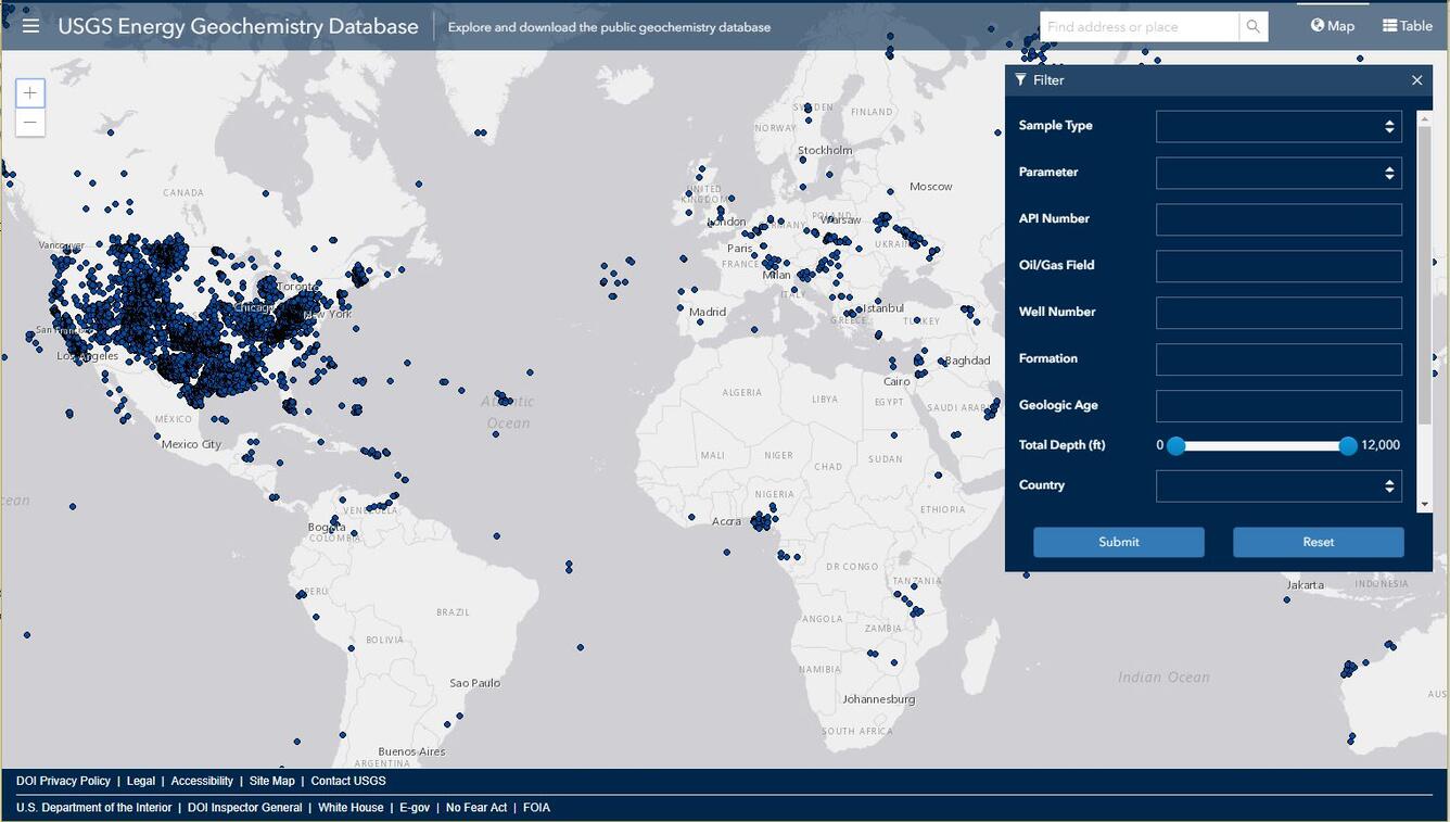 LIMS Geochemistry Database Map View
