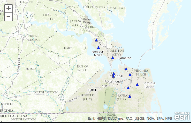 Hampton Roads Regional Water Quality Monitoring Program Site Map