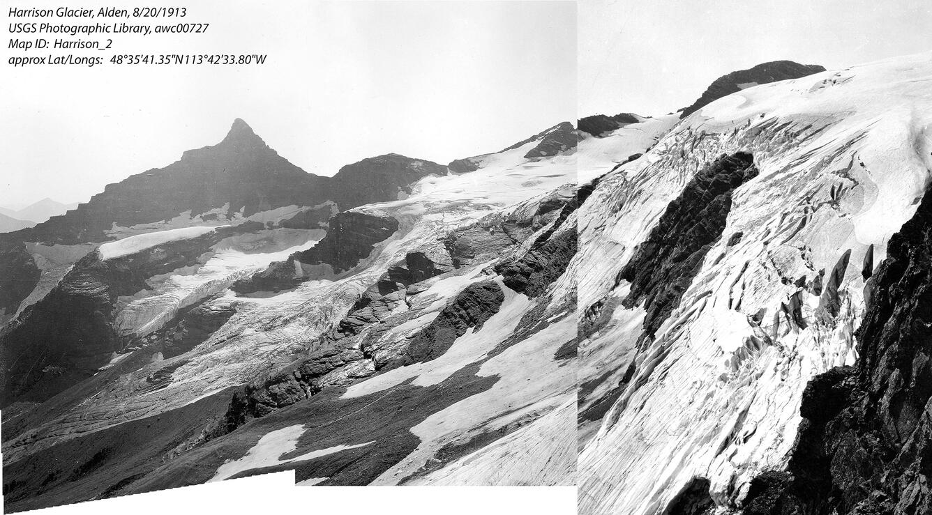 Harrison Glacier in Glacier National Park, circa 1913.  Image 2 of 2.