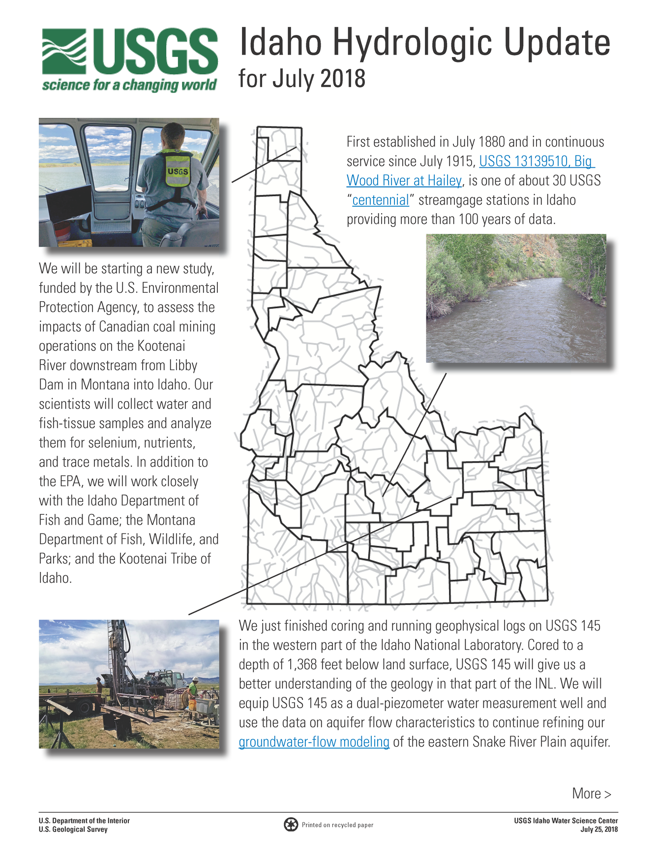 Idaho Hydrologic Update, July 2018