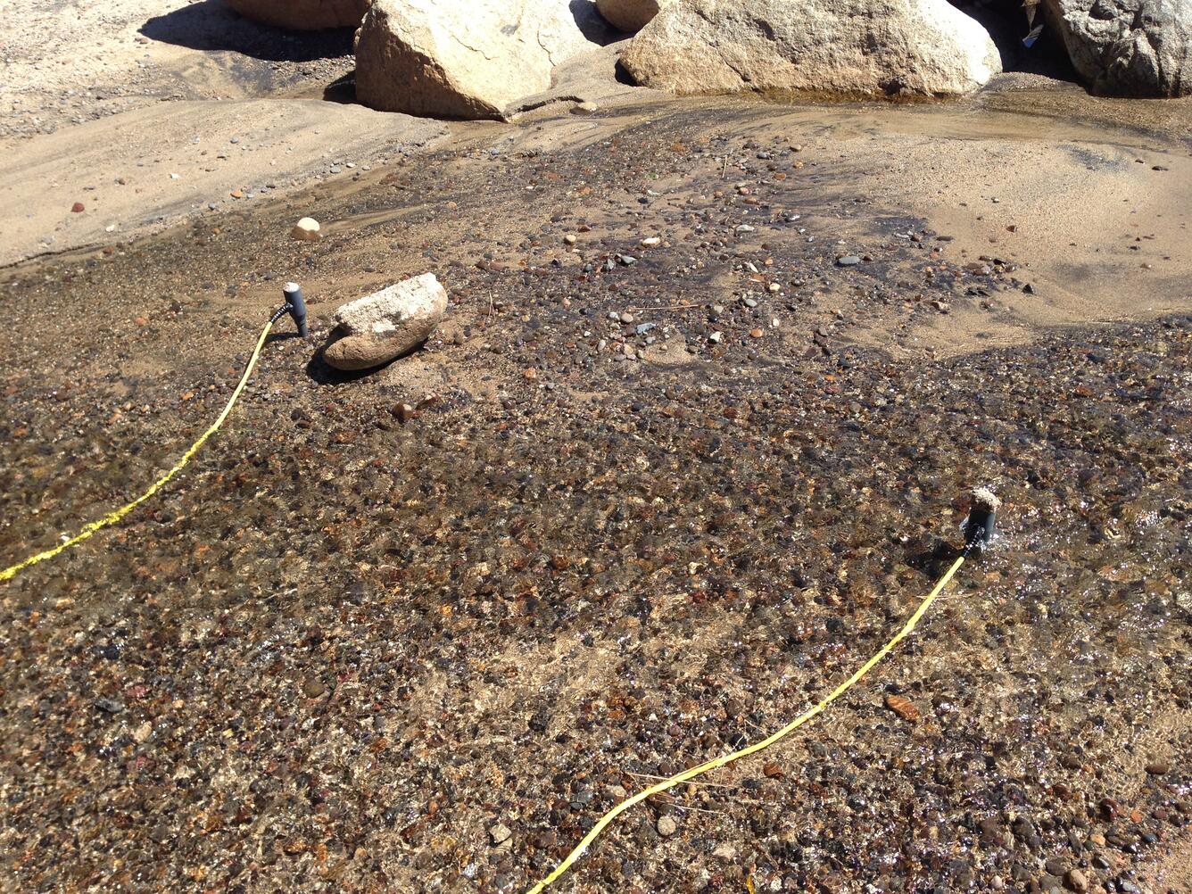 Temperature Profiling Probes (TRODs) installed at Lake Tahoe, Nevada, beach