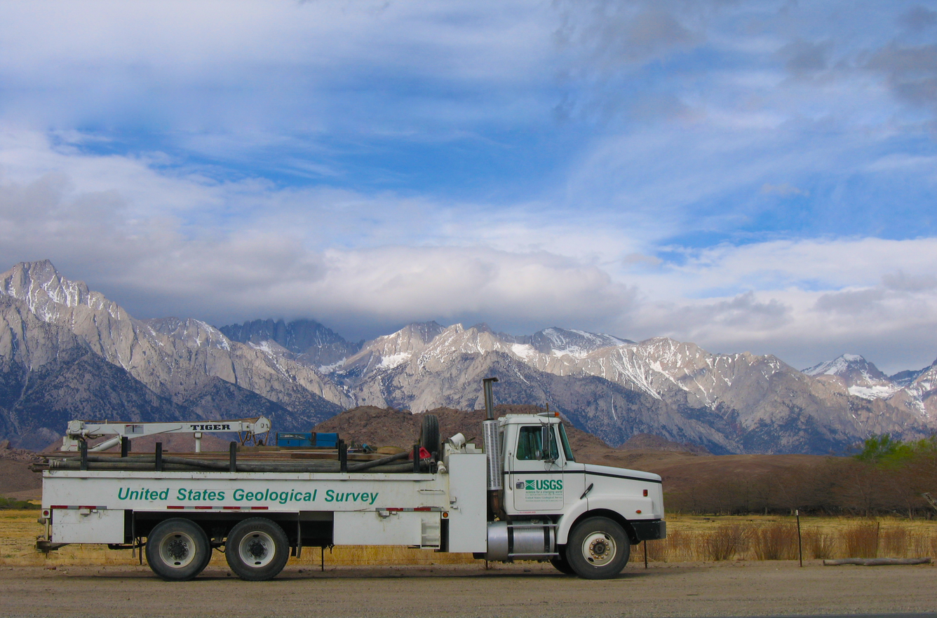 Drill Rig Tender staged for departure from Lone Pine, California