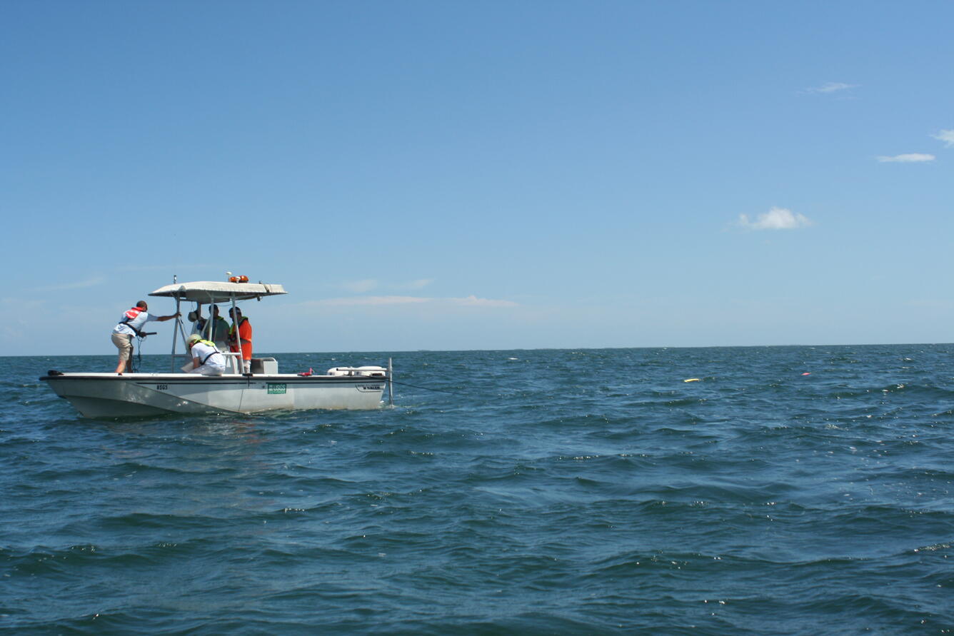 Florida Technician taking water samples from the coast