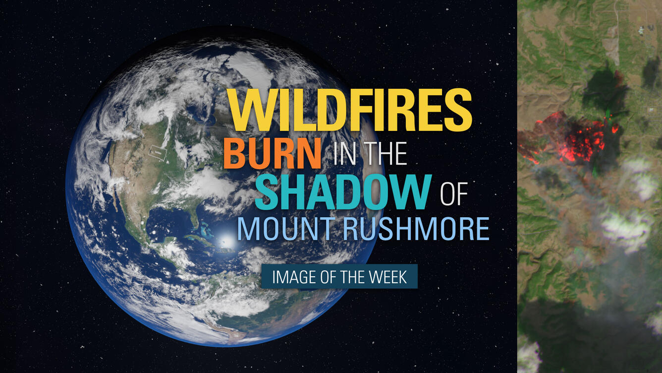 Thumbnail for Image of the Week - Wildfires Burn in the Shadow of Mount Rushmore