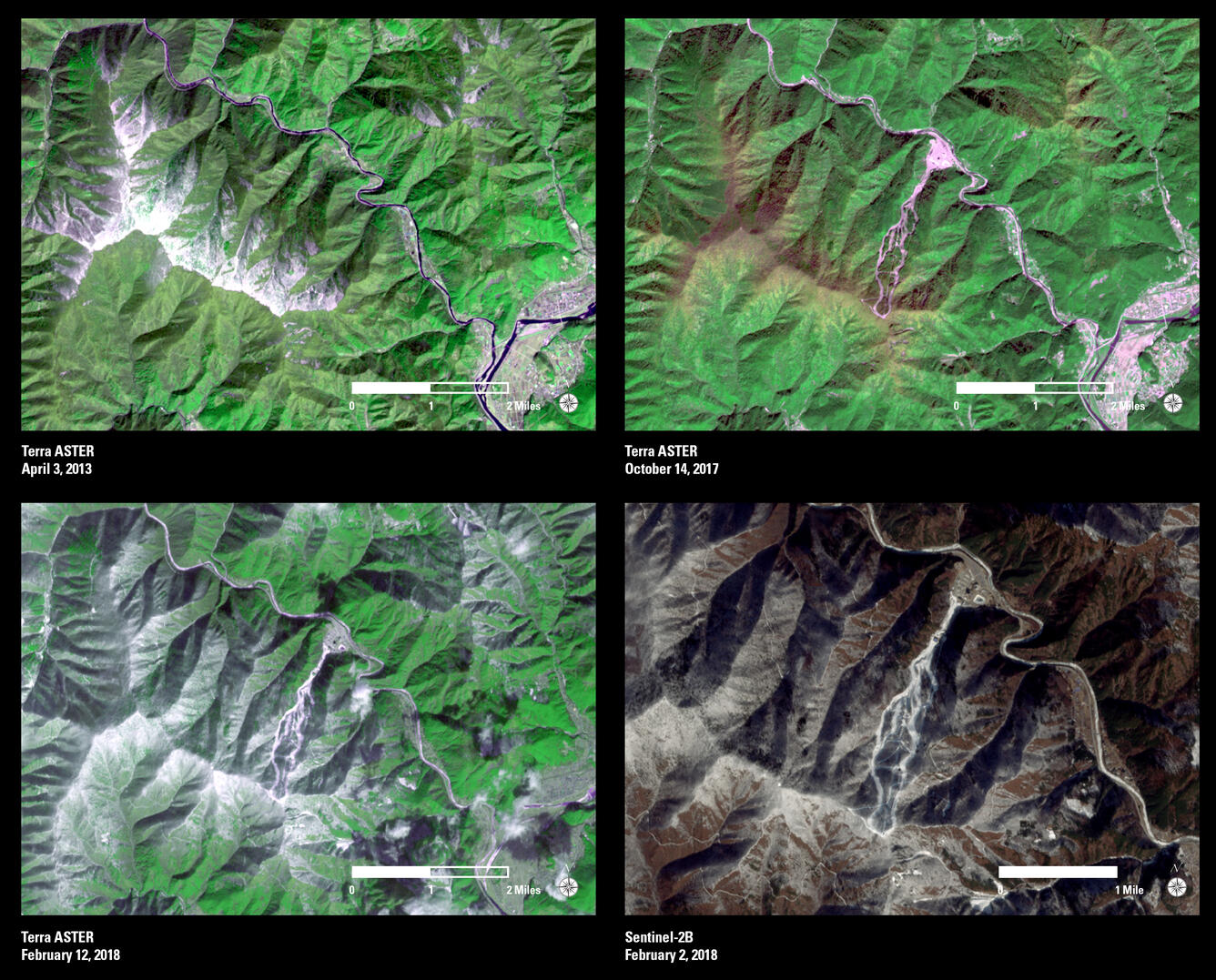 Satellite images showing the new ski runs at the 2018 Olympics.