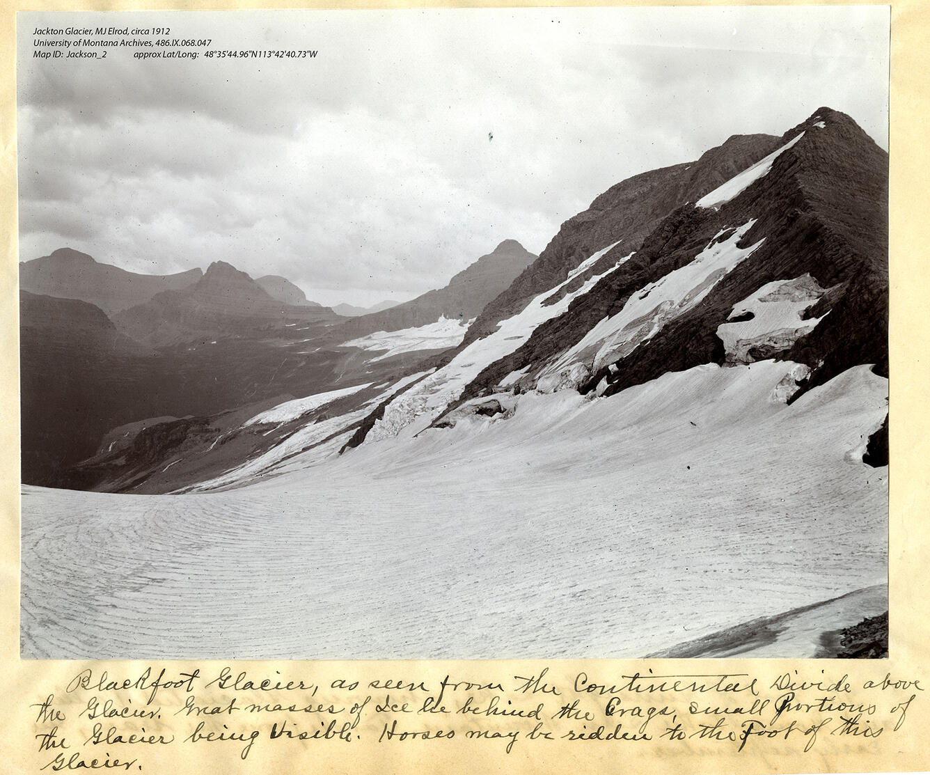 Jackson Glacier in Glacier National Park, circa 1912.  Image 2 of 8.